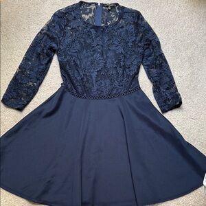 City Studio Juniors Elegant Navy Lace Dress